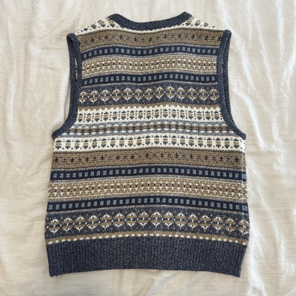 Vintage Liz Claiborne Sport Sweater‎ Vest Large Cardigan Fair Isle Grunge Aztec - Picture 6 of 6